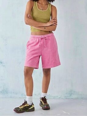 Aritzia Wilfred Free Fleece Sweatshorts Loose Fit Boyfriend Shorts Hot Pink Sz M